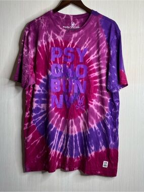 Psycho Bunny Cranwich Tie-Dye Short Sleeve Graphic Tee Ultraviolet Sz 7 (XL)